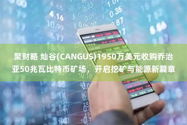 聚财略 灿谷(CANGUS)1950万美元收购乔治亚50兆瓦比特币矿场，开启挖矿与能源新篇章