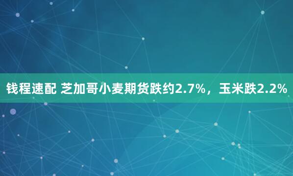 钱程速配 芝加哥小麦期货跌约2.7%，玉米跌2.2%